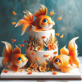 大きな目の金魚を持つ子供の誕生日ケーキ カード