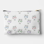 大きな目の鳥のパターン白 アクセサリーポーチ (裏面)