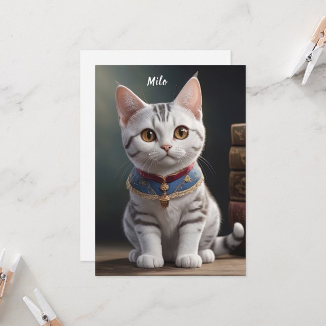 大きな目をした可愛いアメリカンショートヘアの子猫 (正面/裏面インサイチュ)