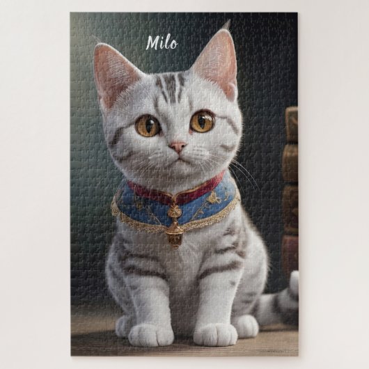 大きな目をした可愛いアメリカンショートヘアの子猫 ジグソーパズル (縦)