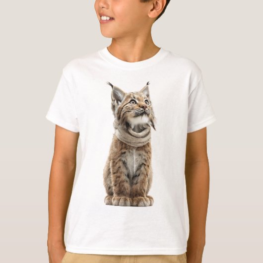 大きな目をした山猫の子猫のマフラー 子供用 Tシャツ (正面)