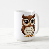 大きな目をした愛らしい漫画フクロウ コーヒーマグカップ (正面右)