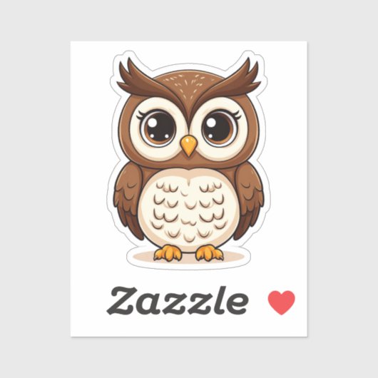 大きな目をした愛らしい漫画フクロウ シール (シート)