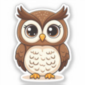 大きな目をした愛らしい漫画フクロウ シール (正面)