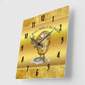 大きな目をした漫画のキャラクターポテト3 スクエア壁時計 (傾斜)