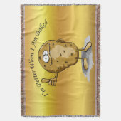 大きな目をした漫画のキャラクターポテト3 スローブランケット (正面縦)