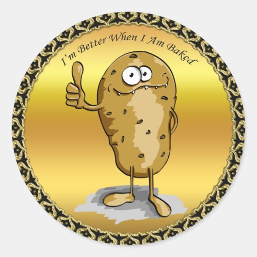 大きな目をした漫画のキャラクターポテト3 ラウンドシール (正面)