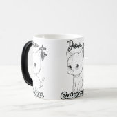 大きな目をした灰色の漫画の子猫 モーフィングマグカップ (正面左)