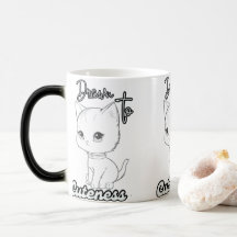 大きな目をした灰色の漫画の子猫