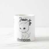 大きな目をした灰色の漫画の子猫 モーフィングマグカップ (中央)