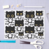 大きな目をした黒猫おもしろい 薄葉紙 (クラフト)