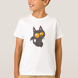 大きな目をした黒猫の子供服 Tシャツ
