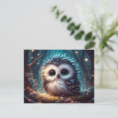 大きな目を持つかわいいフクロウ ポストカード (スタンド正面)
