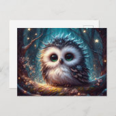 大きな目を持つかわいいフクロウ ポストカード (正面/裏面)