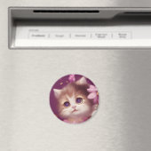 大きな目を持つ漫画のふわふわベビーの子猫 マグネット (インサイチュ (食洗機))