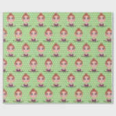 大きな目を持つ漫画の誕生日の女の子 ラッピングペーパー (フラット)