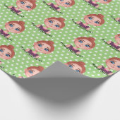 大きな目を持つ漫画の誕生日の女の子 ラッピングペーパー (角)