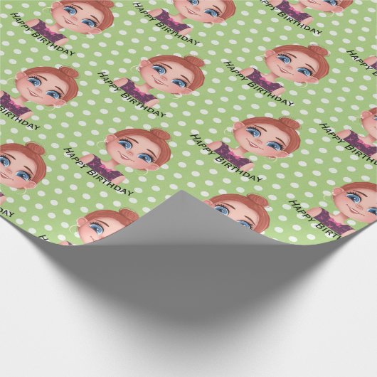 大きな目を持つ漫画の誕生日の女の子 ラッピングペーパー (角)