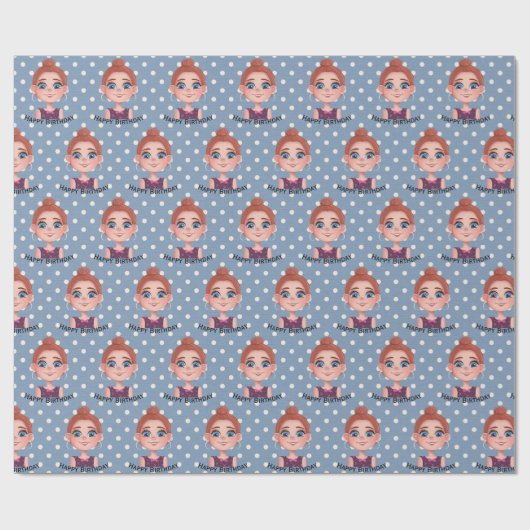 大きな目を持つ漫画の誕生日の女の子 ラッピングペーパー (フラット)