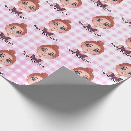 大きな目を持つ漫画の誕生日の女の子 ラッピングペーパー (角)