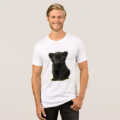 大きな目を持つ黒いヒョウ トライブレンドＴシャツ (正面全面)