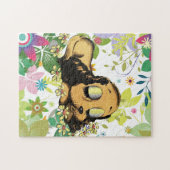 大きな目を眠る子犬マンガ動物アートジー ジグソーパズル (横)