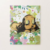 大きな目を眠る子犬マンガ動物アートジー ジグソーパズル (縦)