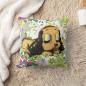 大きな目を眠る子犬マンガ動物アート クッション (ブランケット)