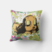 大きな目を眠る子犬マンガ動物アート クッション (裏面)