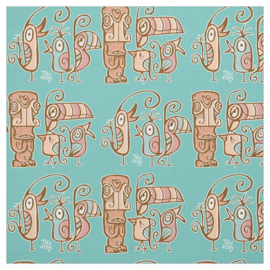 大きな目チキと鳥 ファブリック (見本)