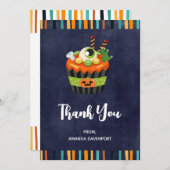 大きな眼球でかわいい&不気味なハロウィーンカップケーキ サンキューカード (正面/裏面)