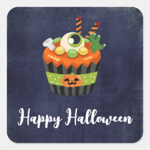 大きな眼球でかわいい&不気味なハロウィーンカップケーキ スクエアシール