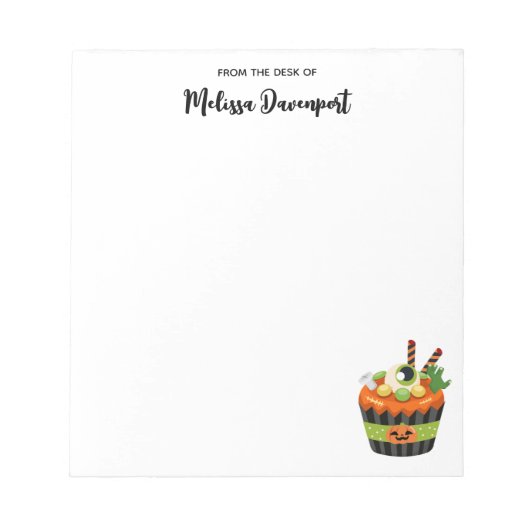 大きな眼球でかわいい&不気味なハロウィーンカップケーキ ノートパッド (正面)