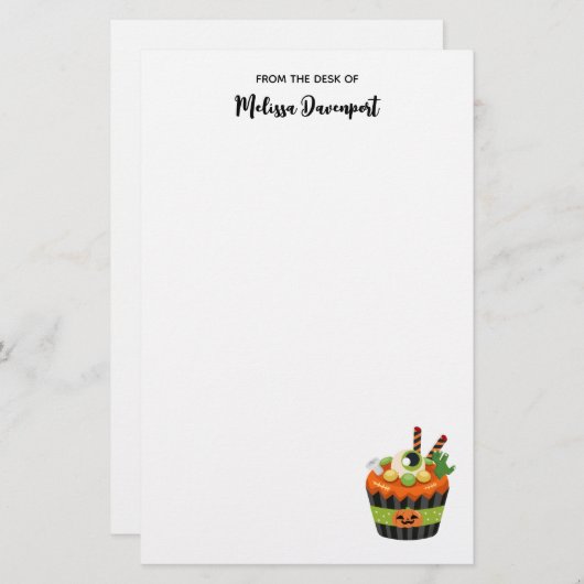 大きな眼球でかわいい&不気味なハロウィーンカップケーキ 便箋 (正面/裏面)