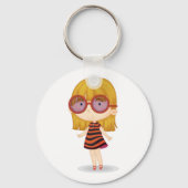 大きな眼鏡のキーチェーンを持つ女の子 キーホルダー (裏面)