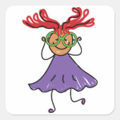 大きな眼鏡をかけた女の子 スクエアシール (正面)