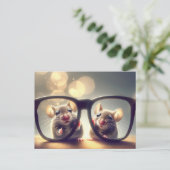 大きな眼鏡医師を持つネズミ ポストカード (スタンド正面)