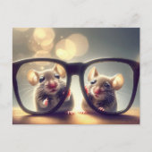 大きな眼鏡医師を持つネズミ ポストカード (正面)