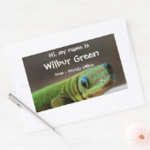 大きな笑顔のゲッコネームバッジ 長方形シール (封筒)