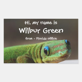 大きな笑顔のゲッコネームバッジ 長方形シール