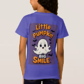 大きな笑顔のLittle Pumpkin Ghost ハロウィン カート Tシャツ (裏面)