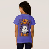 大きな笑顔のLittle Pumpkin Ghost ハロウィン カート Tシャツ (裏面フル)