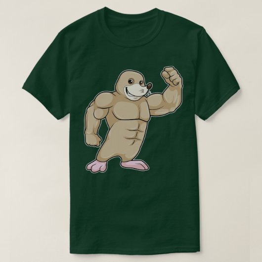 大きな筋肉を持つボディビルダーとしてのモル Tシャツ (デザイン正面)