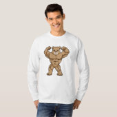 大きな筋肉を持つボディビルダーとして耐える Tシャツ (正面フル)