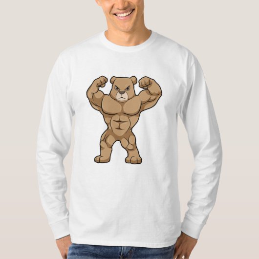 大きな筋肉を持つボディビルダーとして耐える Tシャツ (正面)