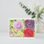 大きな紫とピンクの花はがき ポストカード (スタンド正面)