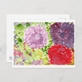 大きな紫とピンクの花はがき ポストカード (正面/裏面)