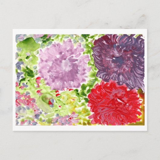 大きな紫とピンクの花はがき ポストカード (正面)