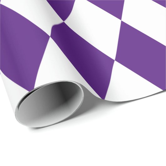 大きな紫と白のダイヤモンドハーレクイン ラッピングペーパー (ロールコーナー)