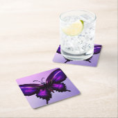 大きな紫の蝶 スクエアペーパーコースター (インサイチュ)